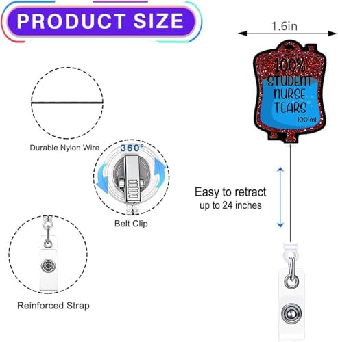 2pc Tears Nurse Badge Reel, Funny Cute Work Badge Holder with