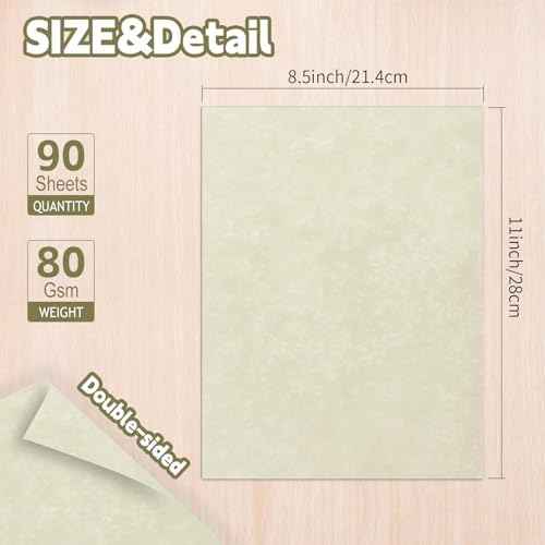 90 pcs Parchment Paper, 8.5 x11 Certificate Paper, 80 GSM