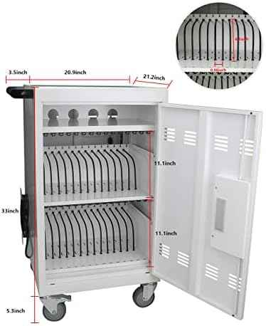 Leavader Upgrade 30 Device Charging Cart - Mobile Charging and Storage Cabinet with Combination Lock & Wheels for iPad, Chromebook and Laptop Computer for Classroom or Office | |Up to 17" Screen