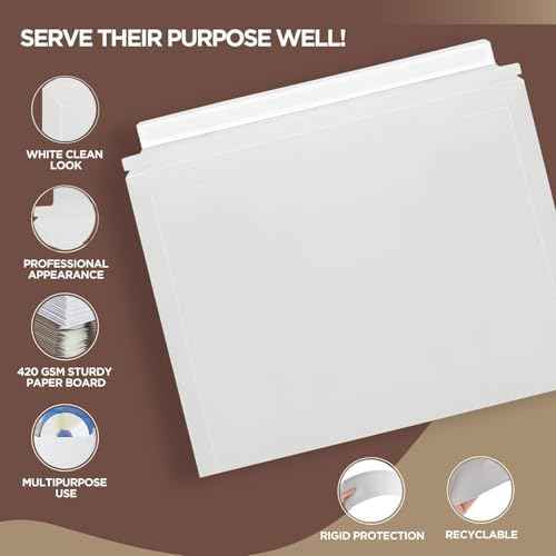 50 Pack 9.5 x 12.5 Inches Rigid Mailers – Self Adhesive Cardboard Envelopes