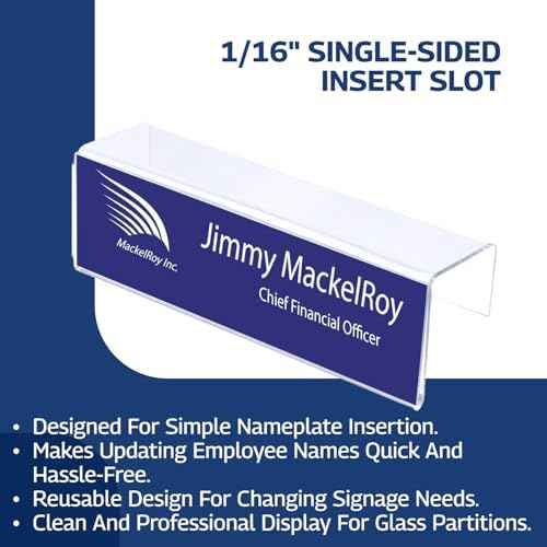 Acrylic Name Plate Holder – 8.5 x 2.5, 40 Pack