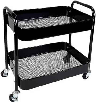 2-Tier Rolling Storage Cart for Under-Desk and Pantry Organization