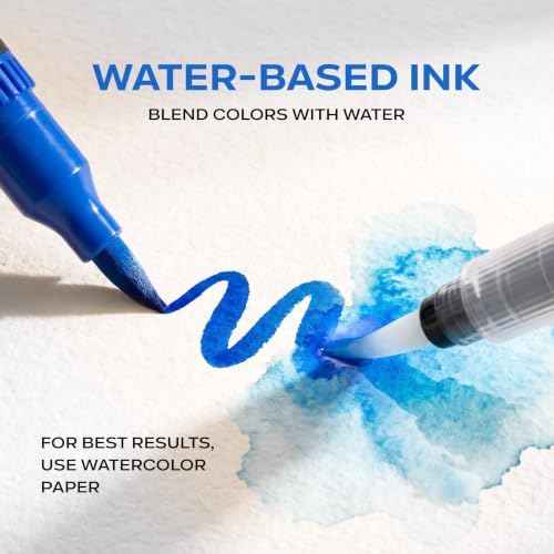 120 Watercolor Markers Set | Water Color Pens with Brush & Fineliner, Water-Based Art Markers | Dual Tip Markers for Adult Coloring, Lettering, Calligraphy, Sketching, Journaling & Illustration
