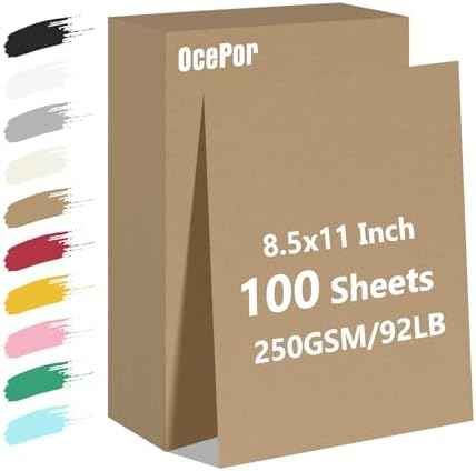 100 Sheets Brown Cardstock Printer Paper 8.5x11, 92lb Brown Cardstock