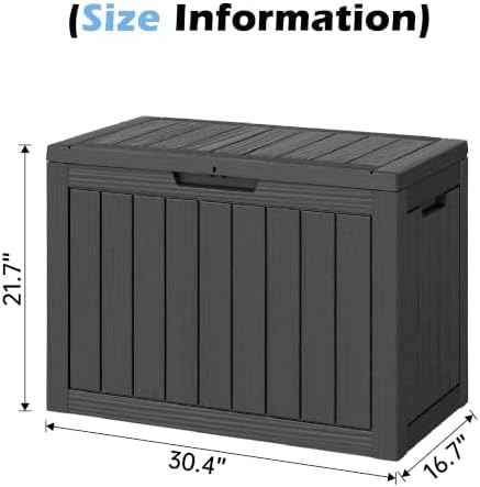 Outdoor Storage Box, 50 Gallon Resin Deck Boxes Outdoor Waterproof For Patio Furniture, Garden Tools, Pool Supplies, Lockable And UV Resistant (Striped Black)