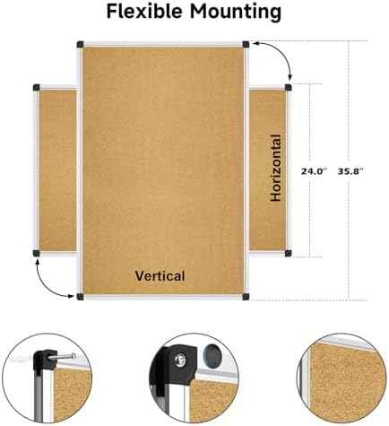 XBoard Cork Board 36 x 24 inches, Notice Cork Bulletin Board