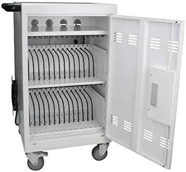 Leavader Upgrade 30 Device Charging Cart - Mobile Charging and Storage Cabinet with Combination Lock & Wheels for iPad, Chromebook and Laptop Computer for Classroom or Office | |Up to 17" Screen