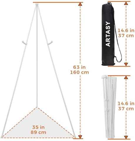ARTASY 63" Easel Stand for Wedding Signs, White, 2 Packs with Carry Bags