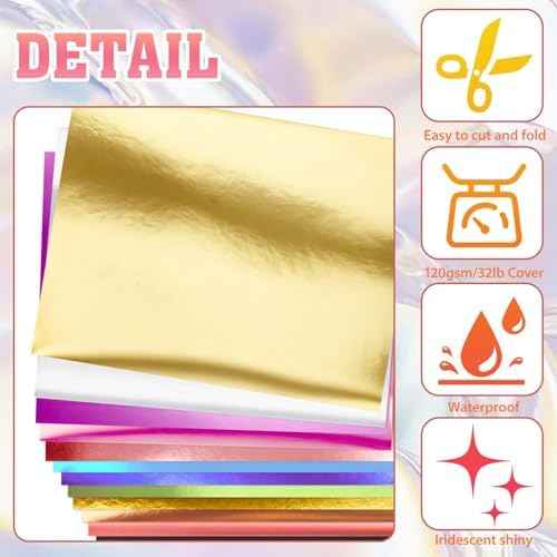 60 Sheets 15 Colors 8.5" x 11" Metallic Foil Paper 120gsm/32lb