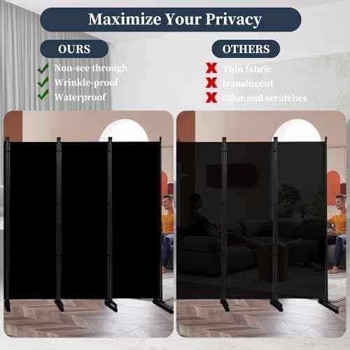 Room Divider 6 Panel-132''Wide Folding Privacy Screen, Large Partition Wall