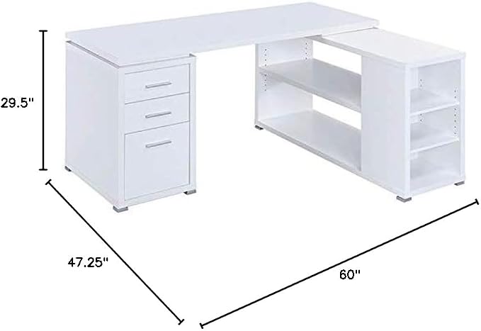 Pemberly Row L Shape Corner Storage Desk in White, Letter/Legal File, 5 - Image 3