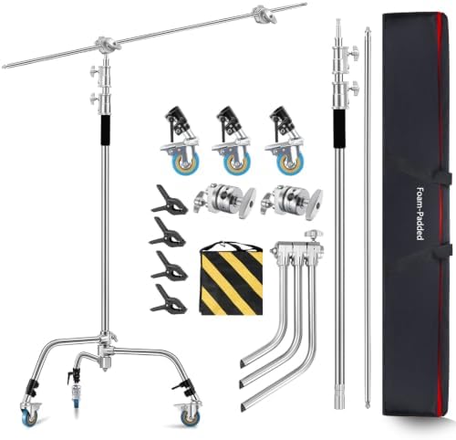 C Stand with Boom Arm,10.8FT Heavy Duty C Stand with Wheels Carrying Bag