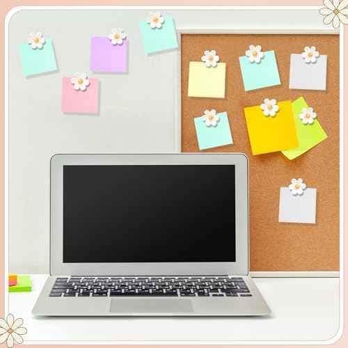 Sawysine 60 Pcs Cute Push Pins Decorative Push Pins Thumb Tacks Colorful Flower Pushpins, Flower Thumb Tack for Cork Board Wall Office Home (White)