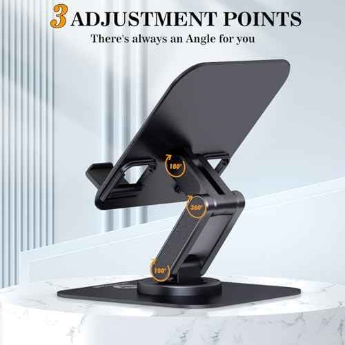 OCYCLONE iPad Stand, 360° Rotating Adjustable Foldable iPad Tablet Stand Holder for Desk Compatible with Kindle Tablet iPad 4" - 15.6" Portable Monitor Stand, Black