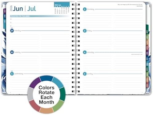 HARDCOVER Academic Year 2026-2027 Planner: 14 Months (May 2026 Through June 2027) 8.5"x 11" Daily Weekly Monthly Planner Yearly Agenda. Bookmark, Pocket Folder and Sticky Note Set (Blue Bloom)