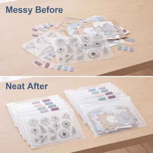 20 PCS Clear Stamps Storage Panels,Resealable Die Cut Storage Bag, White Plastic Stamps Organizer Panels, Clear Stamp Organizer Set for Die Cutting and Decorative (20PCS)
