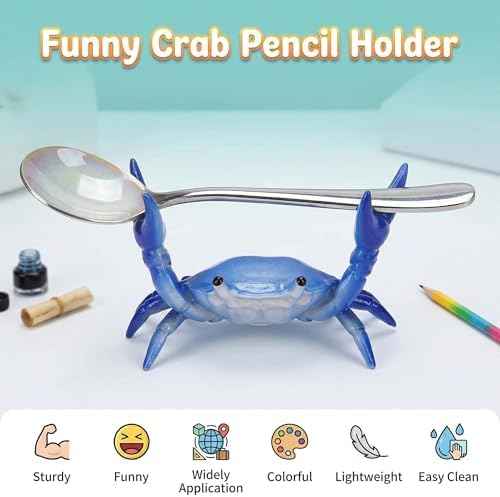 Crab Pen Holder for Desk - 2pcs Cute Funny Crab Pen Holder, Creative Weightlifting Crab Desk Organizers, Desk Crab Pencil Holder at Office, School, Home, etc