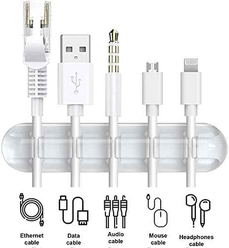 INCHOR Cord Organizer, Clear Cable Clips Cable Management, Cable Organizers USB Cable Holder Wire Organizer Cord Clips, 2 Packs Cord Holder for Desk Car Home and Office (5, 3 Slots)