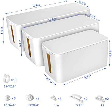 3 Pack Cable Organizer Box, Cable Management Box for Surge Protector