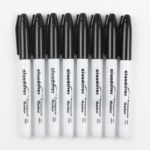 cloudriver Black Permanent Markers Fine Tip, 60 Packs Permanent Markers Bulk, Quick Drying & Fade Resistant, Permanent Marker Set Works on Plastic,Wood,Stone,Metal and Glass for Doodling, Marking