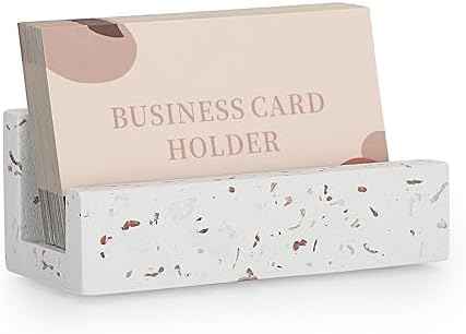 Hipiwe Business Card Holder for Desk Terrazzo Business Card Display Stand
