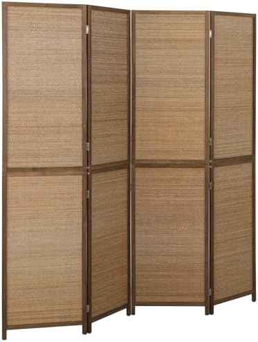 HOMCOM Room Divider, 6 FT Tall Folding Privacy Screen, 4-Panel Boho Brown