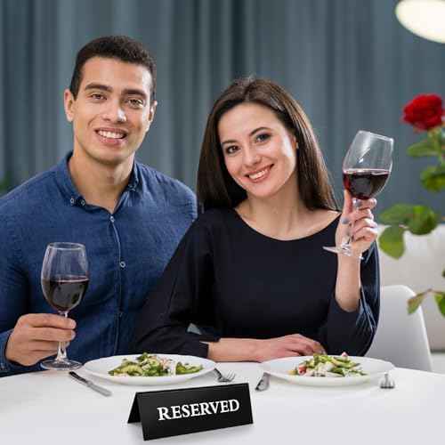 20 Pcs Reserved Table Signs, Black Acrylic Reserved Signs for Wedding, Double Sided Tent Reserved Seating Signs for Restaurants, Birthday Party, Events