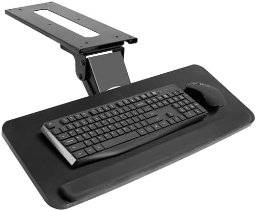 VIVO Adjustable Computer Keyboard & Mouse Platform Tray Ergonomic Under Table Desk Mount Drawer Underdesk Shelf (MOUNT-KB03B)