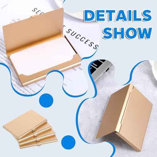 Gold Slim Business Card Case, 4 Pack Gold Metal Business Card Holder