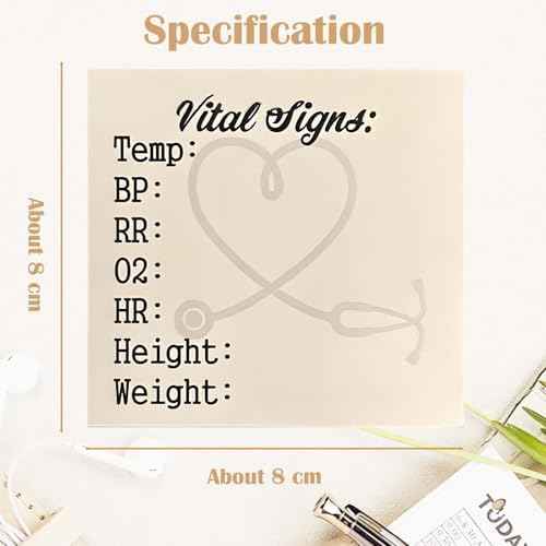 Nurse Sticky Notes for Vital Signs – Daily Monitoring Notepad, Patient Health Checklist Pad, Pocket Size, HR BP Oxygen Level Recording, 2 Pack of 50 Pages Each