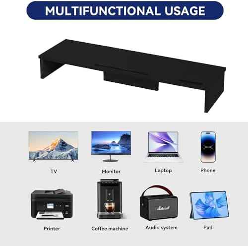 Dual Monitor Stand Riser with Phone Tablet Holder, 35.8in Large
