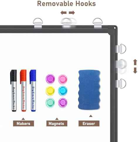 Maxtek Black Whiteboard and Cork Board Combo 24 x 18 in, Wall Mounted