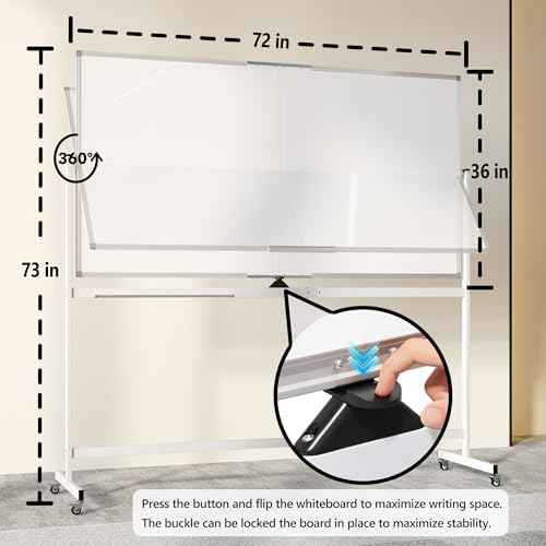 Large Rolling Whiteboard on Wheels, 72" x 36" Double-Sided Mobile White Board with Stand, 6' x 3' Portable Standing Magnetic Dry Erase Board Easel for Home Office Classroom School, Silver