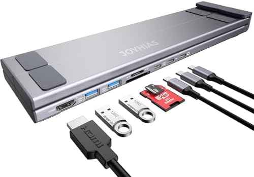 Laptop iPad USB C Docking Station Stand,Aluminum Tablet Holder, 8 in 1 USB C Hub with 4K HDMI, PD 100W, 2 USB 3.0, SD/TF Reader, for MacBook/iPad/Dell/HP/Surface/Lenovo, Plug and Play