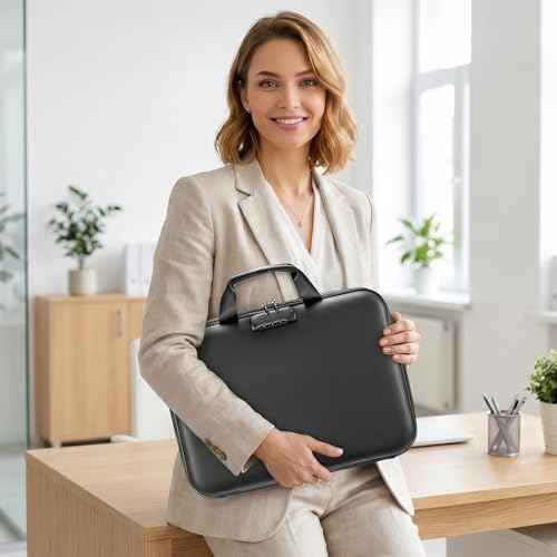 Fireproof Document Box with Lock, Hard case Fireproof File Organizer with 13 Pocket Accordion File Folders, Portable Safe Box