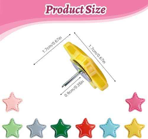 25 Pcs Decorative Thumb Tacks, Cute Decorative Push Pins for Wall Bulletin Board & Cork Board, Resin Star Push Pins for Office Home School-8 Colors (Colorful Star)