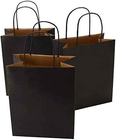 Medium Gift Bags with Handles,50Pcs Kraft Paper Bags Bulk,Black