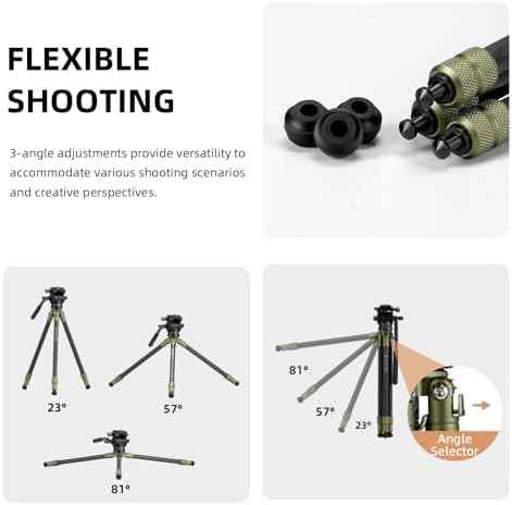 Cayer CH10L Carbon Fiber Mini Tripod, 28" with S1 Fluid Head Travel Stand