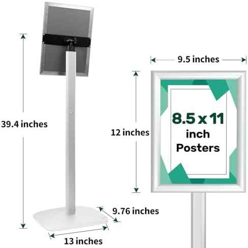 Heavy Duty Pedestal Sign Holder, 8.5 x 11" Floor Standing Sign Holder