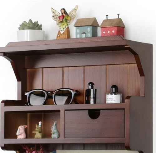 Key Holder for Wall, Elegant Wall-Mounted Mail Organizer with Storage Drawers, Walnut