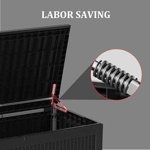 TARKARI 320 Gallon Outdoor Storage Box Waterproof, Resin Deck Boxes with Lockable Lid & UV-Resistant for Patio, Pool, Garden Furniture Cushions & Accessories, Black