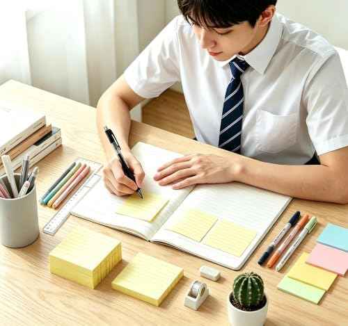 10 Pack Yellow Sticky Notes 3x3 in with Lined for School Students Home