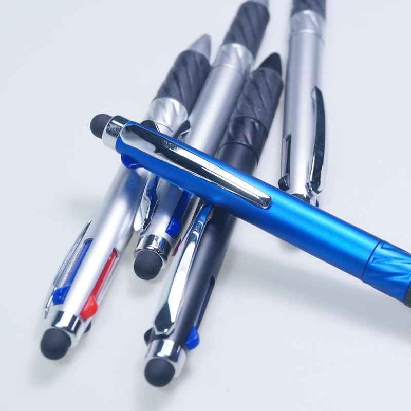 3-in-1 Ballpoint Pens with Stylus Tip, Fine Point, Set of 6, Black/Blue/Red (Multicolor)