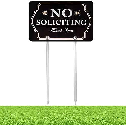 Kichwit No Soliciting Sign for House with Stakes, 12 x 8 Inch/21 Inch High