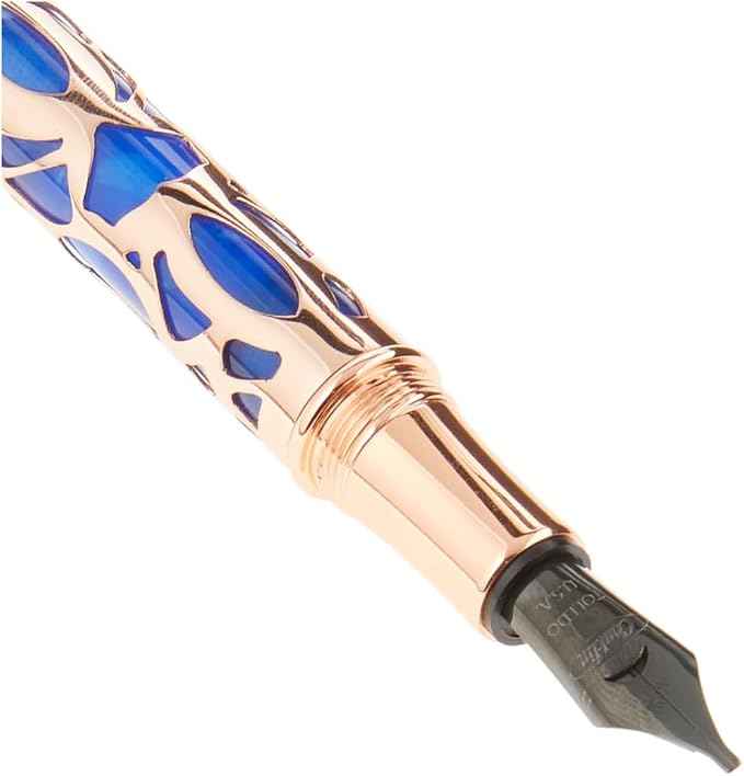 Conklin Endura Deco Crest Fountain Pen in Blue, Stub Nib, Premium Writing