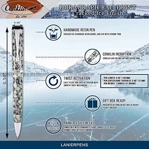 Conklin Duragraph Ballpoint Pen - Cracked Ice, with Medium Tip (CK71315)