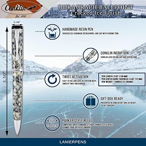 Conklin Duragraph Ballpoint Pen - Cracked Ice, with Fine Tip (CK71315)