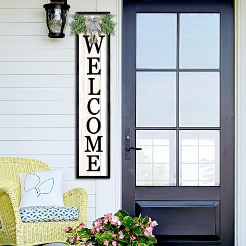 Surfapans Welcome Sign for Front porch Standing 45"X9" Black