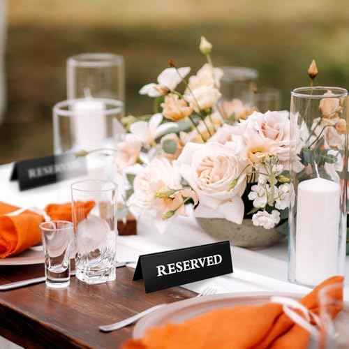 20 Pcs Reserved Table Signs, Black Acrylic Reserved Signs for Wedding, Double Sided Tent Reserved Seating Signs for Restaurants, Birthday Party, Events