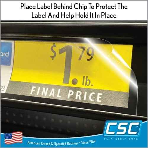 Clip Strip Corp. Price/Data Channel Label Holder Chips, Clear Plastic Tags, 3.5" L x 1.25" H, 7.5 Mil Thick, Gondola Shelf Edge, Reusable, Made for Point of Purchase Shelf Molding (250)